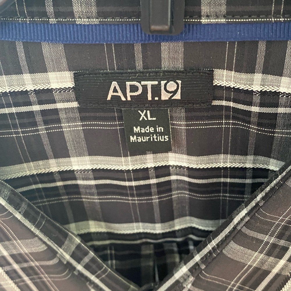 Men's Black Plaid Shirt Apt 9 NWT XL - Picture 2 of 5